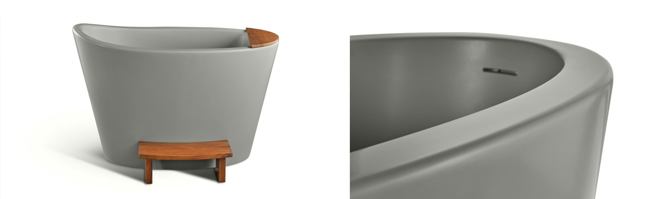 Ванна True Ofuro в материале AquateX™ Sleek Concrete от бренда Aquatica
